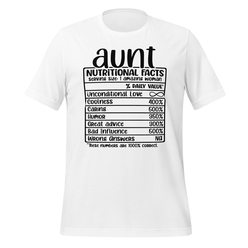 Aunt Nutritional Facts Unisex t-shirt