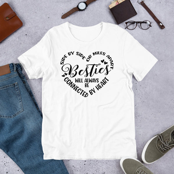 Besties Will Always Be Connected By Heart Unisex t-shirt