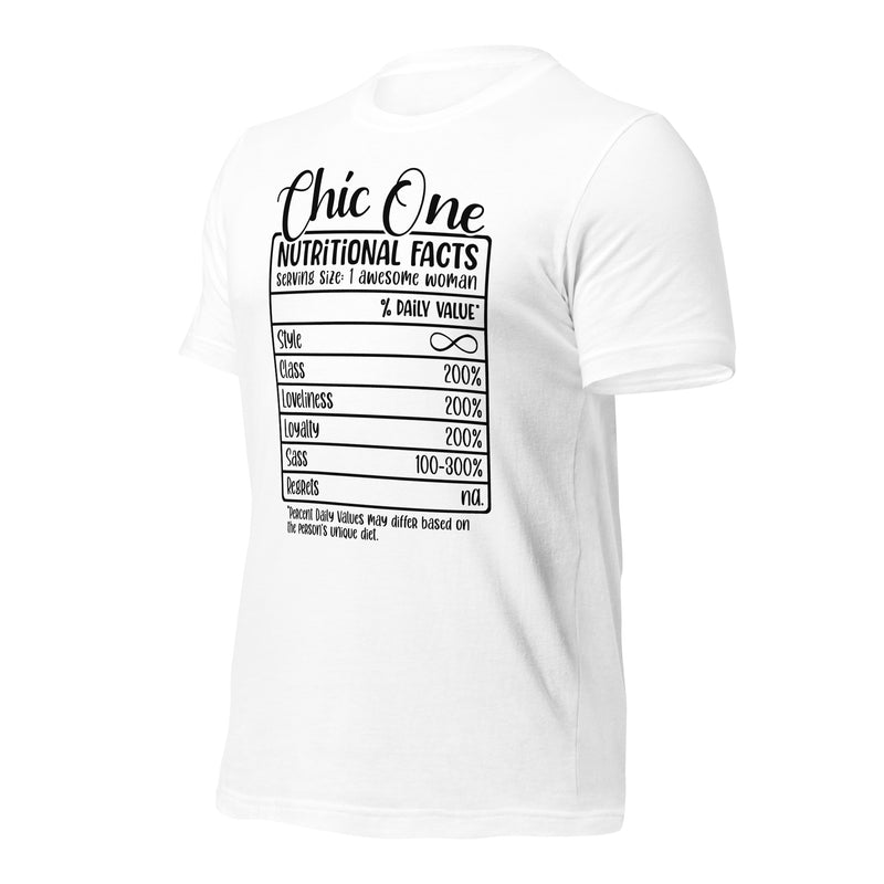 Chic One Nutritional Facts Unisex t-shirt