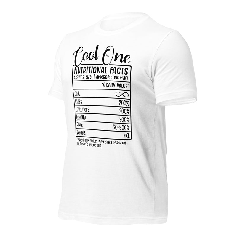 Cool One Nutritional Facts Unisex t-shirt