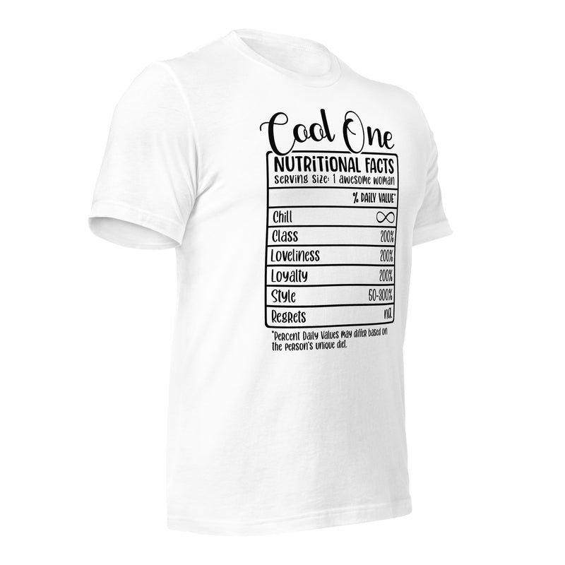 Cool One Nutritional Facts Unisex t-shirt