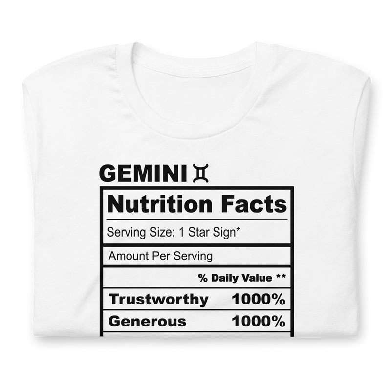 Gemini Nutrition Facts T Shirt