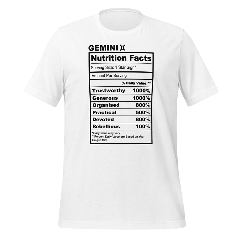 Gemini Nutrition Facts T Shirt