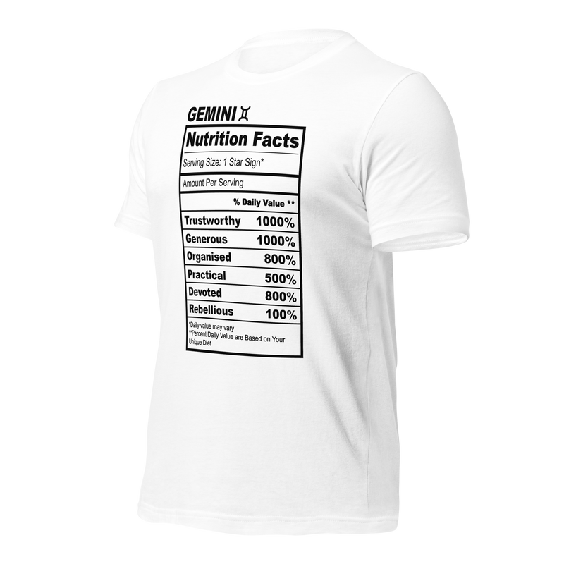 Gemini Nutrition Facts T Shirt