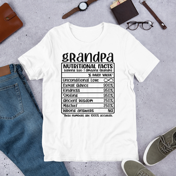 Grandpa Nutritional Facts Unisex t-shirt