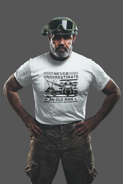 Never Underestimate An Old Man With A Military Background Men's classic tee