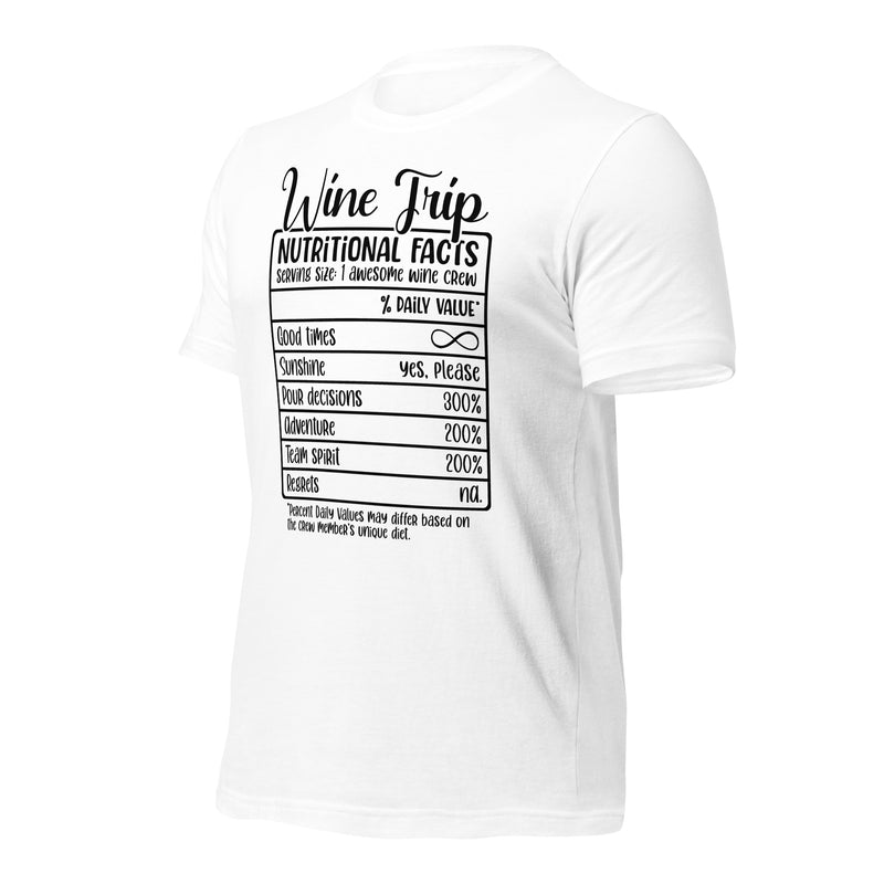 Wine Trip Nutritional Facts Unisex t-shirt