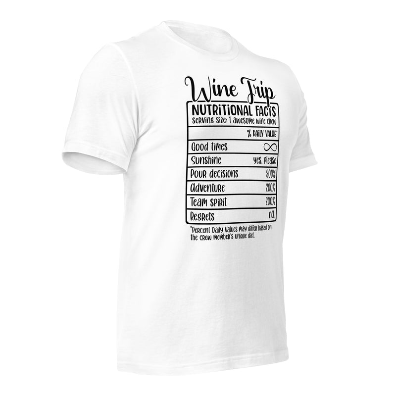 Wine Trip Nutritional Facts Unisex t-shirt