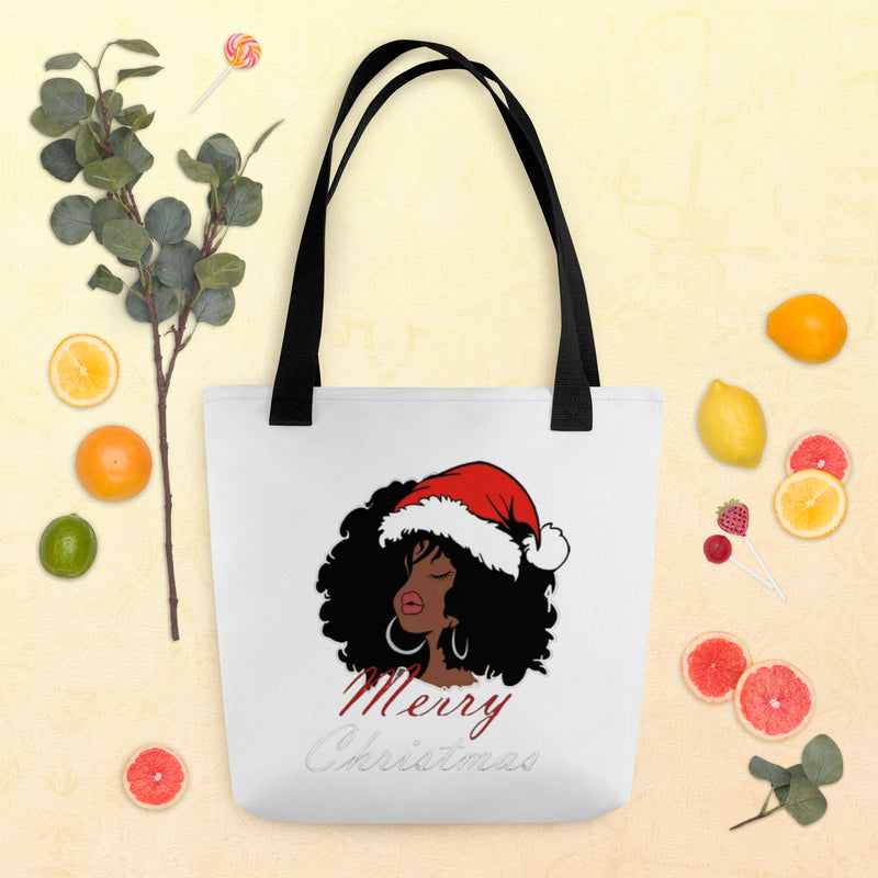 Black Girl Merry Christmas Tote bag
