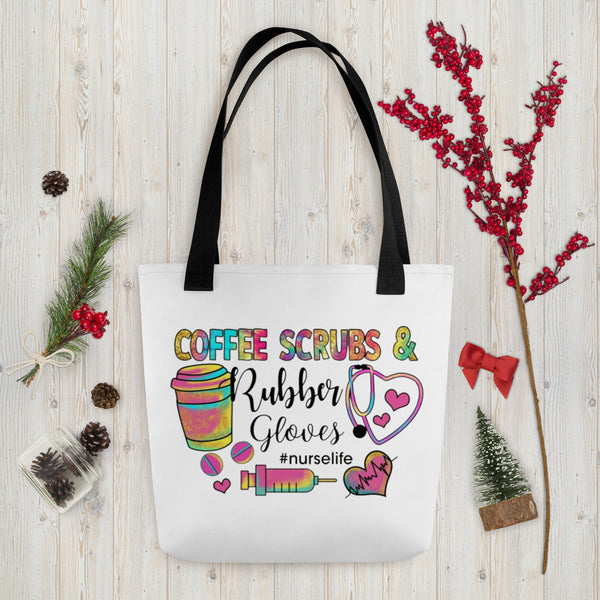 Coffee Scrubs and Rubber Gloves Tote bag