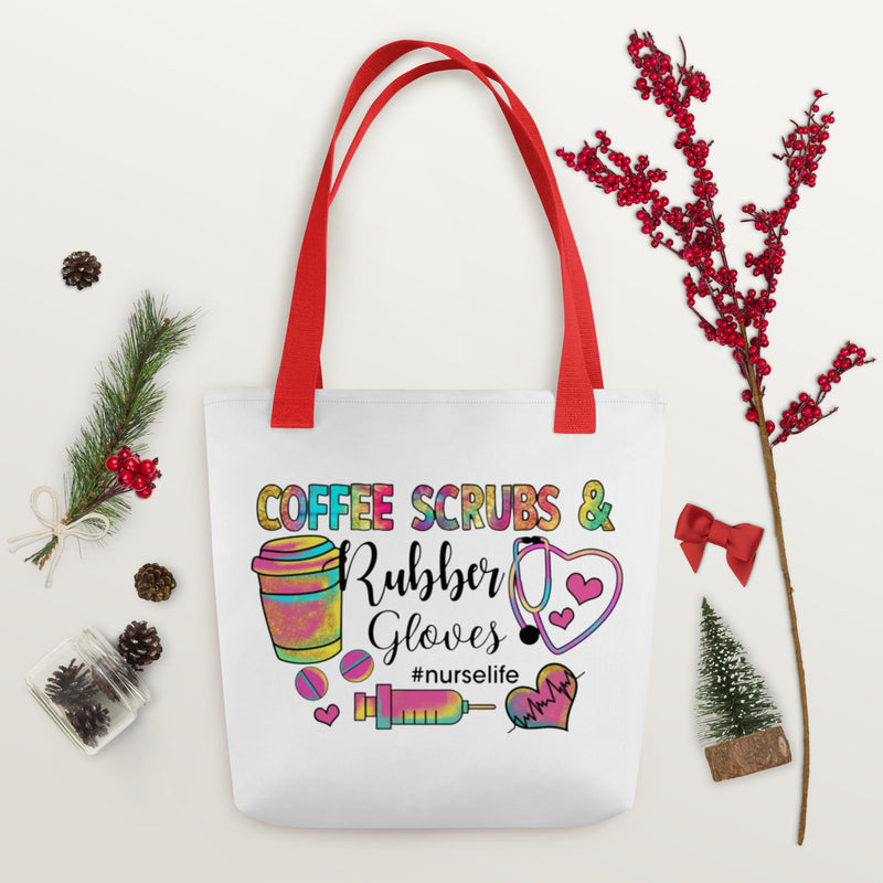 Coffee Scrubs and Rubber Gloves Tote bag