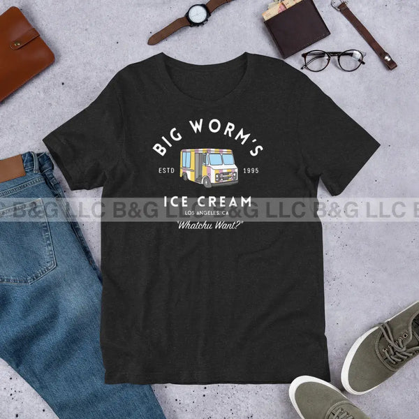 Big Worm’s Ice Cream Unisex T-Shirt Black Heather / Xs