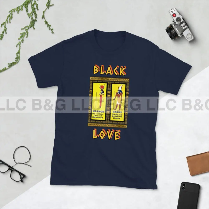 Black Love Nubian T-Shirt Black & Gifted LLC Navy S 