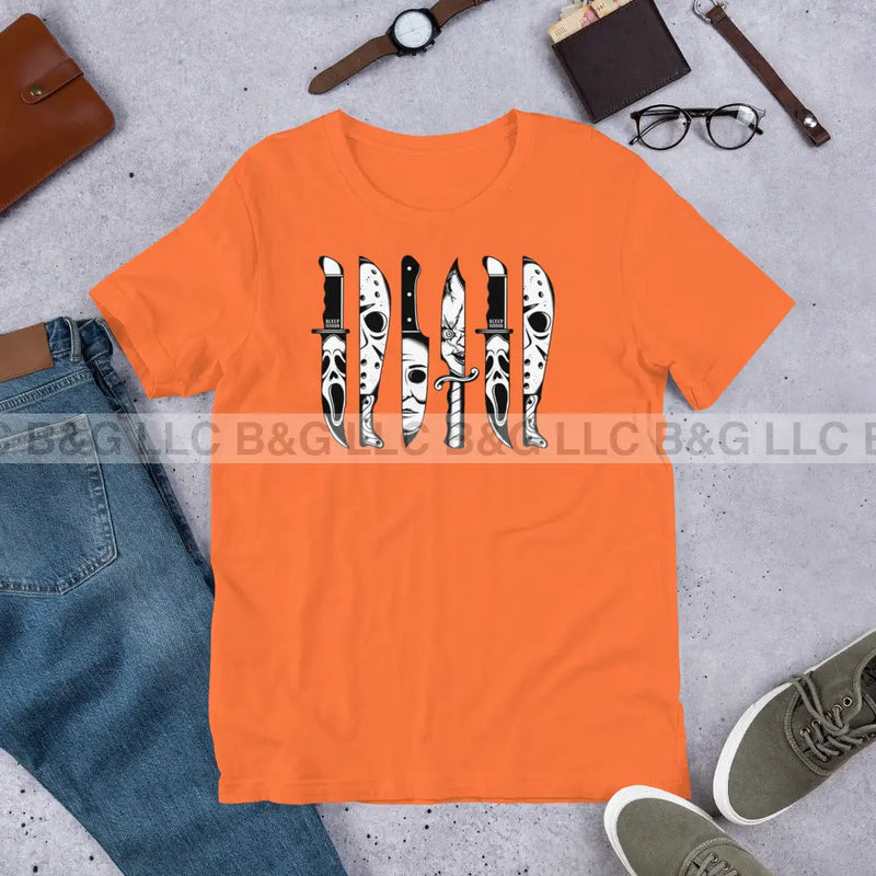 Halloween Knives Unisex T-Shirt Orange / Xs