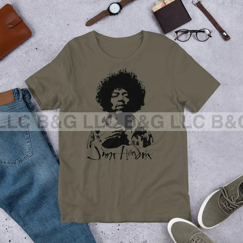 Jimi Hendrix Unisex T-Shirt Army / S