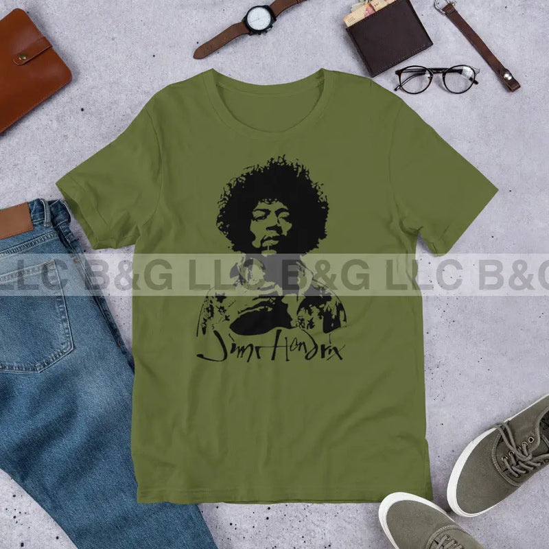 Jimi Hendrix Unisex T-Shirt Olive / S