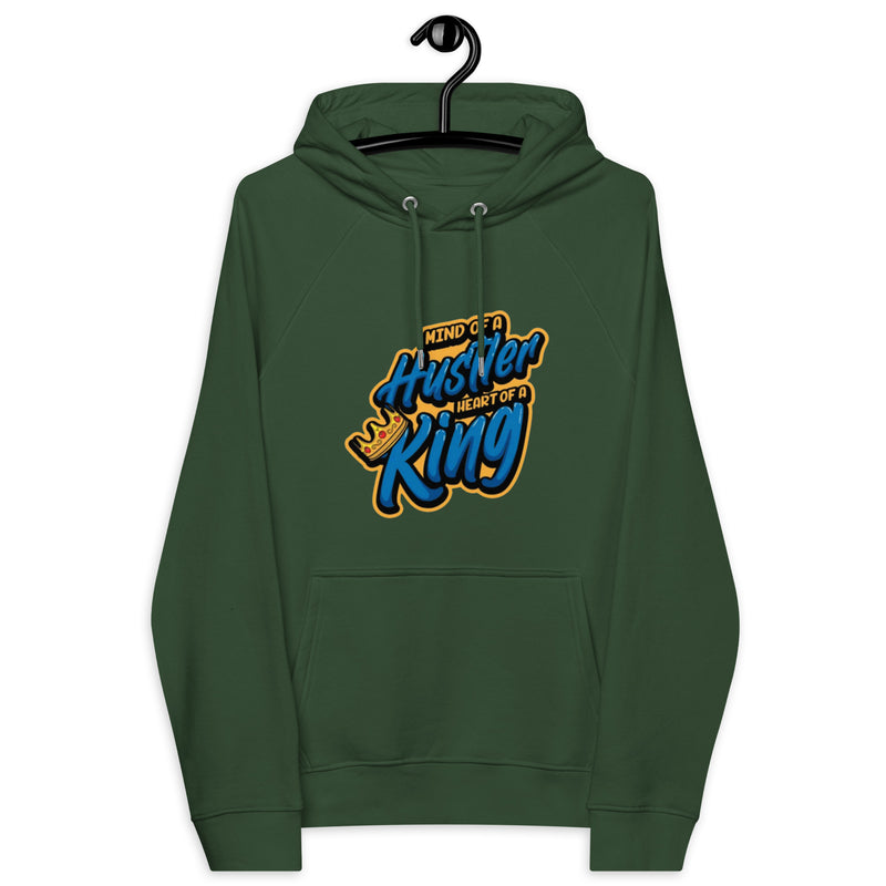 Mind of a Hustler Heart of a King Unisex eco raglan hoodie