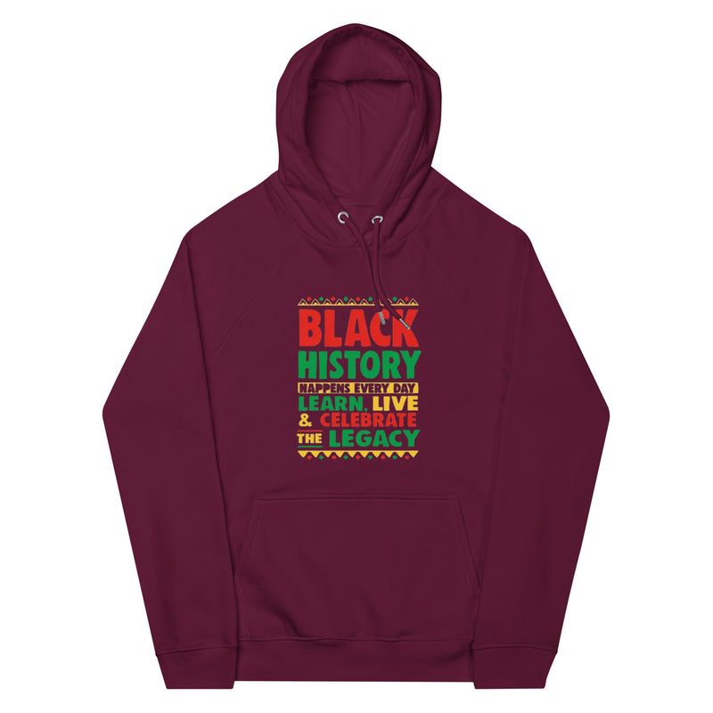 Black History Happens Everyday  Unisex eco raglan hoodie