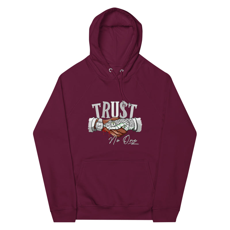 Trust No One Unisex eco raglan hoodie