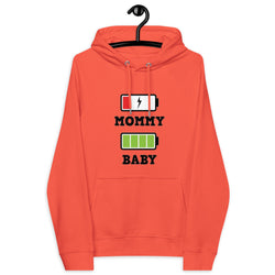 Mommy Baby Batteries Unisex eco raglan hoodie