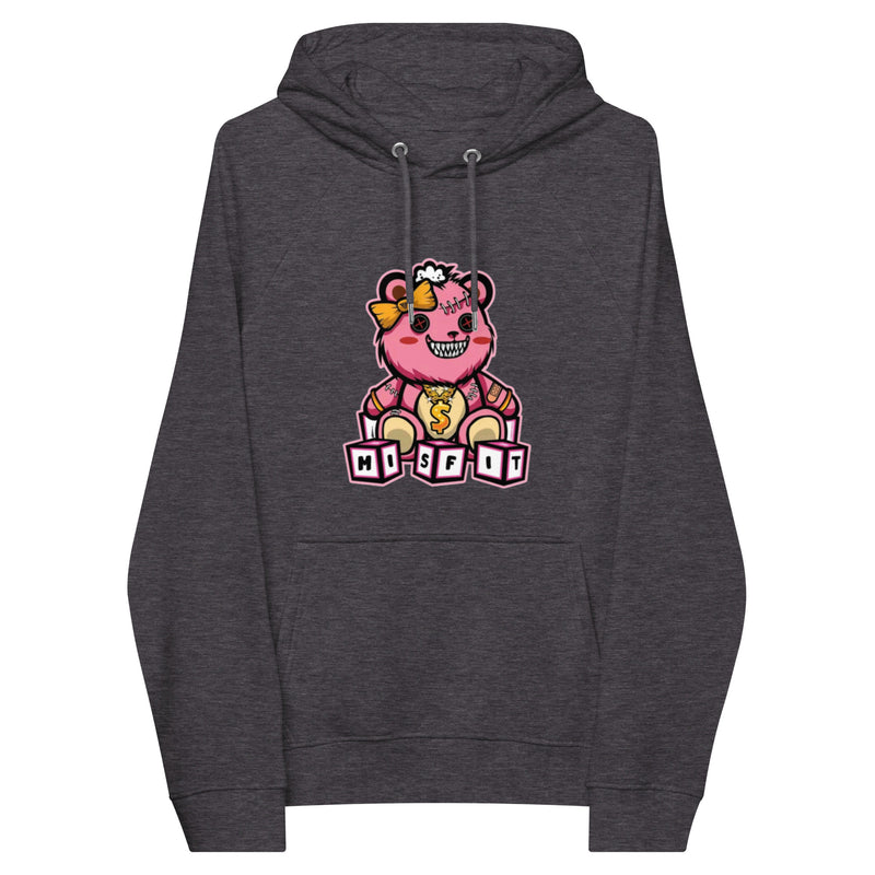 Girl Misfit Bear Unisex eco raglan hoodie