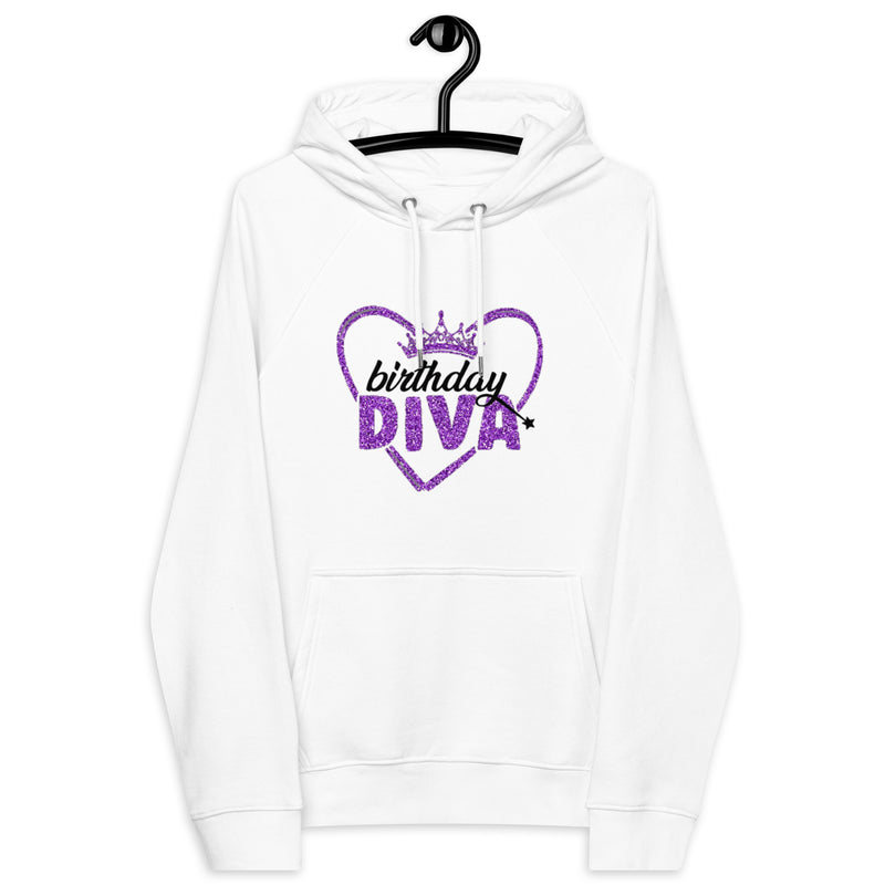 Birthday Diva Purple Unisex eco raglan hoodie