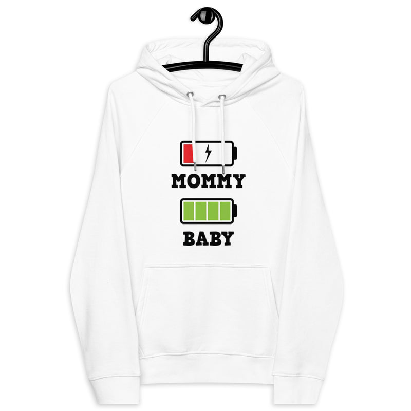 Mommy Baby Batteries Unisex eco raglan hoodie