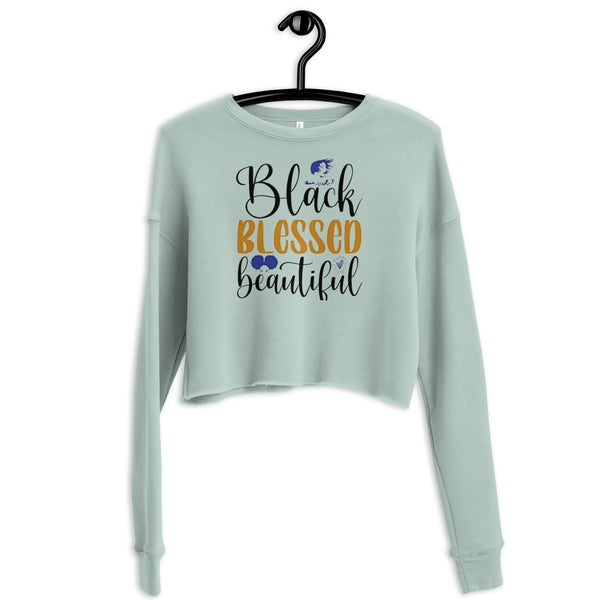 Black Blessed Beautiful Crop Sweatshirt
