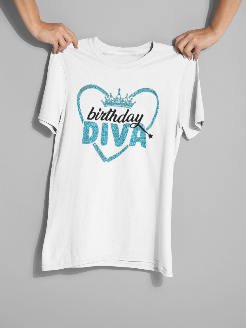 Blue Lettered Birthday Diva T-Shirt