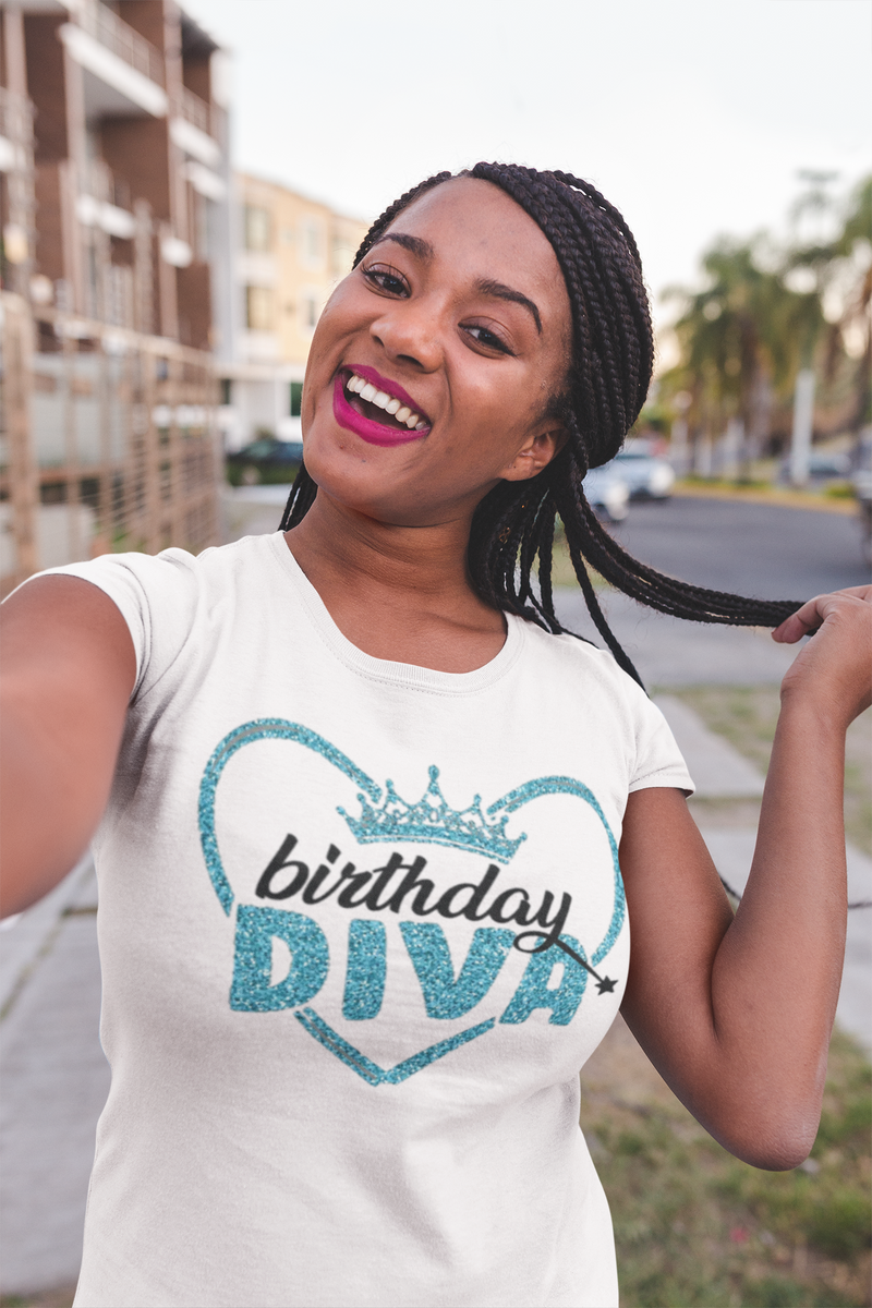 Blue Lettered Birthday Diva T-Shirt
