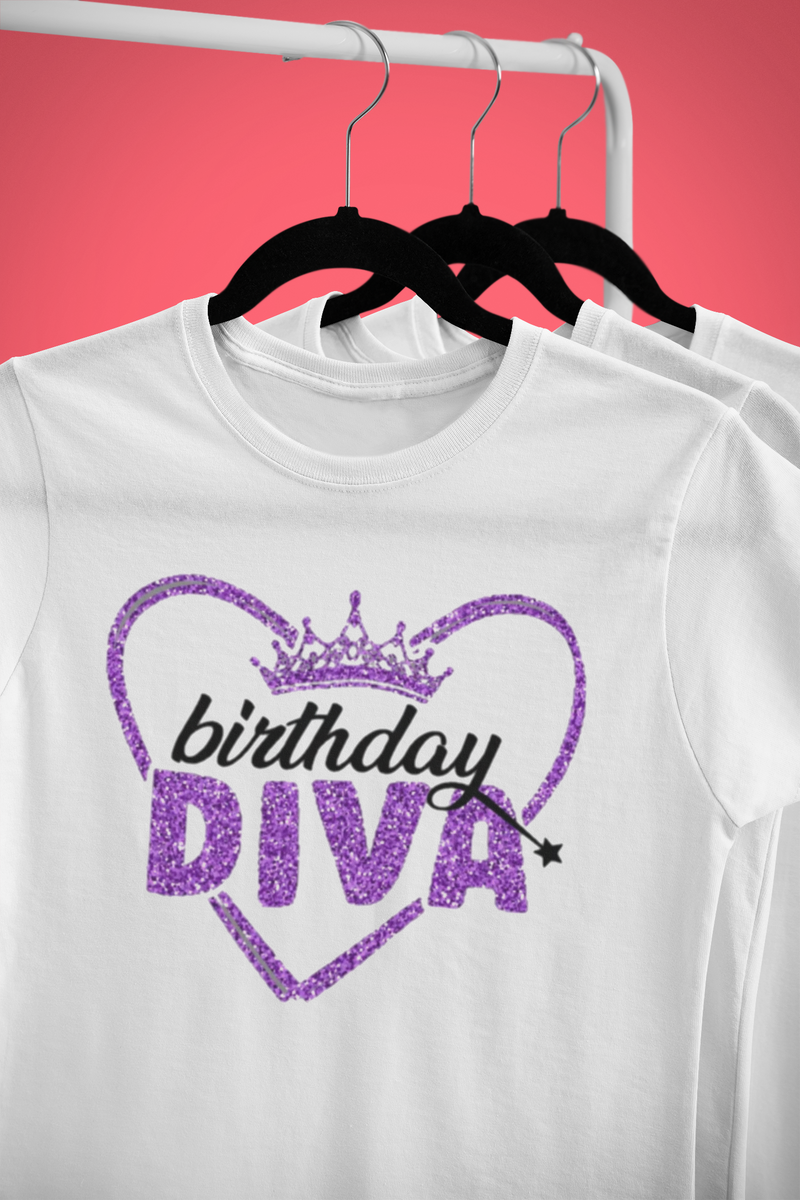 Purple Lettered Birthday Diva T-Shirt