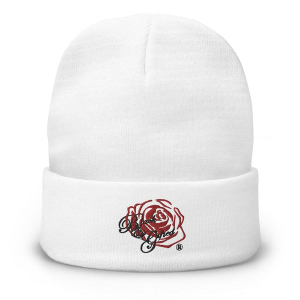 Black & Gifted: 4 US BY US - Black & Red Embroidered White Beanie Black & Gifted LLC 