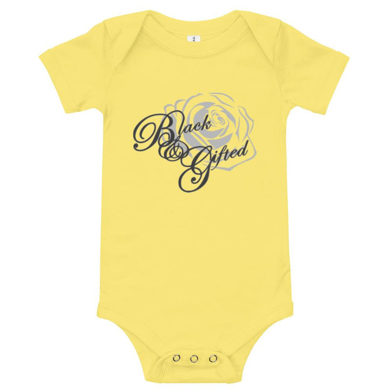 Black & Gifted Apparel: 4 US BY US - Baby Short Sleeve Onesies Black & Gifted LLC Yellow 3-6m 