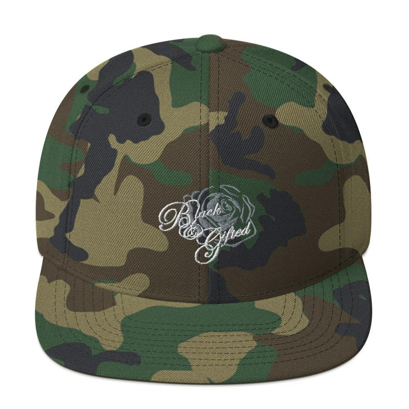 Black & Gifted Apparel: 4 US BY US - Snapback Hat - Black/Grey hat Black & Gifted LLC Green Camo 