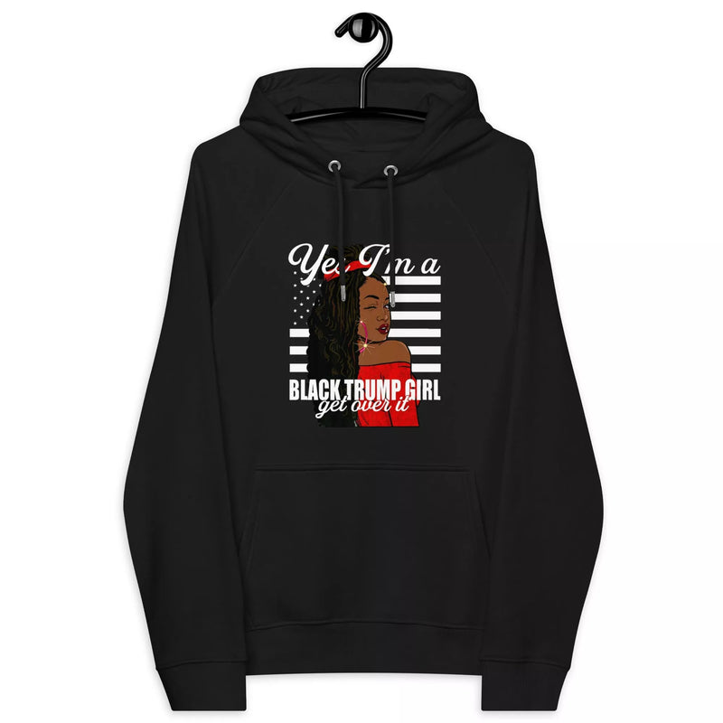Black Trump Girl Unisex eco raglan hoodie
